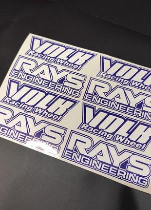 Сині наклейки на диски volk rays волк рейс рейсинг racing легкосплавні ламіновані широкі