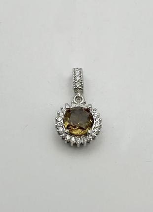 Кулон серебряный с султанитом и кубическим цирконием 1,71 г
