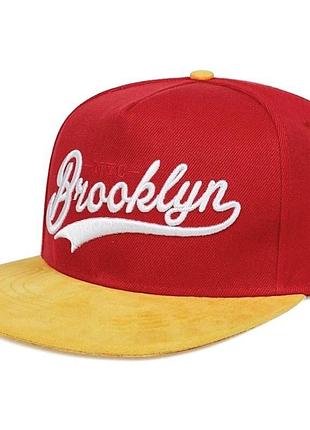 Червона бейсболка із прямим козирком narason brooklyn
