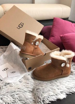 Ugg mini chestnut 💎svarovski💎угги женские зимние с мехом