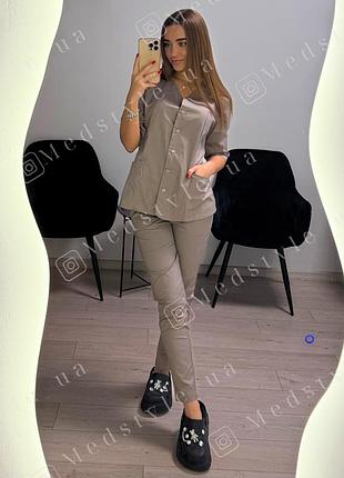 Женский медицинский костюм коттон-стрейч 44