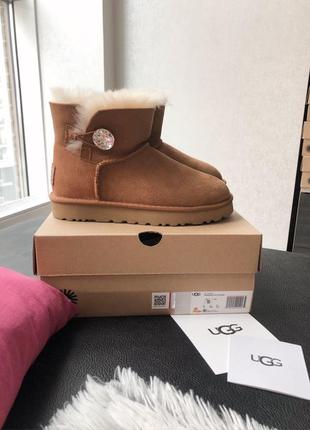 Ugg mini chestnut 💎svarovski💎угги женские зимние с мехом7 фото