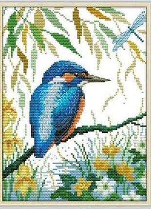 Набор для вышивания по нанесённой на канву схеме “the bird settled on the bra ”. aida 14ct printed , 17*23 см.