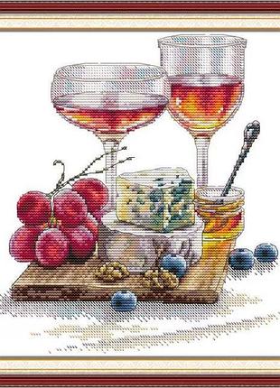 Набір для вишивання за нанесеною на канву схемою “romantic wine”. aida 14ct printed , 28*30см.