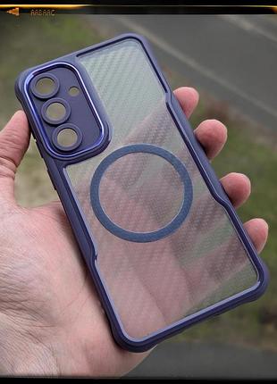 Чохол бампер для samsung s24 fe протиударний magsafe airbag carbon fiber пурпурний