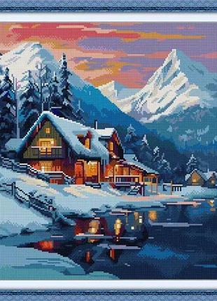 Набір для вишивання за нанесеною на канву схемою “winter snow country”. aida 14ct printed , 43*43см.