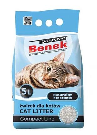 Super benek compact natural - наповнювач бентонітовий супер бенек компактний без аромату 5 л