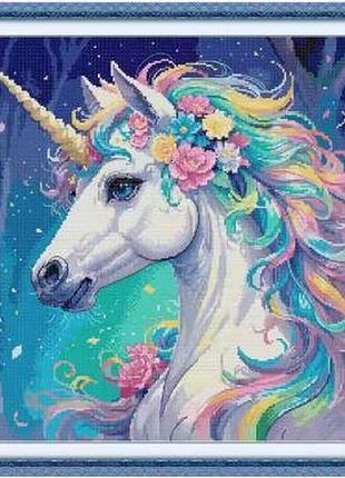 Набір для вишивання за нанесеною на канву схемою “unicorn 5”. aida 14ct printed , 47*47см.