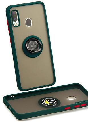 Чохол fiji colorframe для samsung galaxy a30 2019 (a305) матовий бампер з кільцем підставкою green