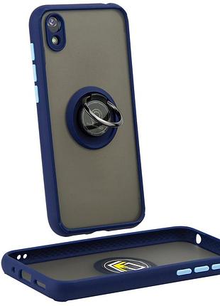 Чехол fiji colorframe для honor 8s матовый бампер с кольцом подставкой dark blue