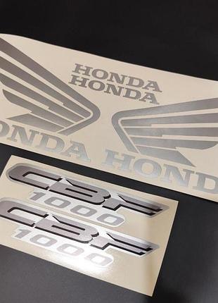 Наклейки на мотоцикл бак пластик honda на мотоцикл хонда cbf цбф 1000 серые с серебристыми крыльями