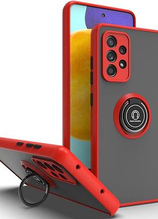 Чохол fiji colorframe для samsung galaxy a72 (a725) матовий бампер з кільцем підставкою red