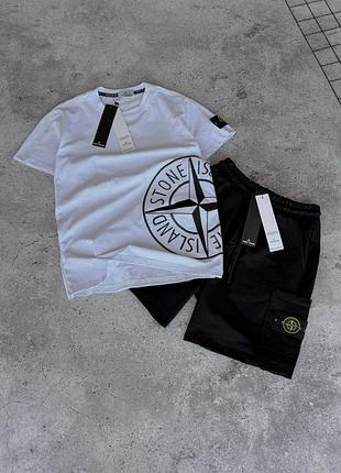 Чоловічий костюм stone island | костюм двійка stone island | футболка stone island | шорти stone island | літній комплект stone island 3