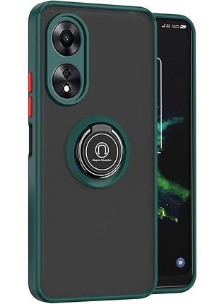 Чохол fiji colorframe для oppo a58 (cph2577) матовий бампер з кільцем підставкою green