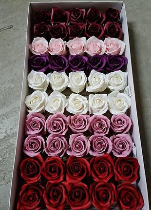 Микс № 425 из мыльных сердцевидных роз для создания роскошных неувядающих букетов и композиций из мыла
