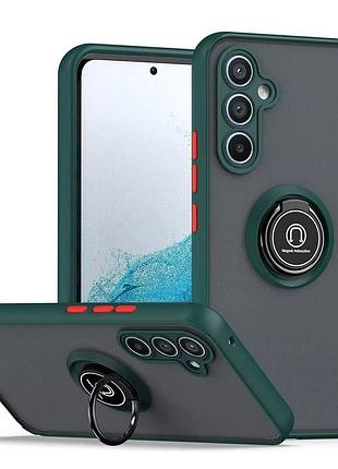 Чехол fiji colorframe для samsung galaxy a54 (a546) матовый бампер с кольцом подставкой green