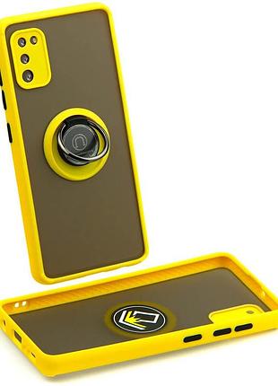 Чохол fiji colorframe для samsung galaxy a41 (a415) матовий бампер з кільцем підставкою yellow