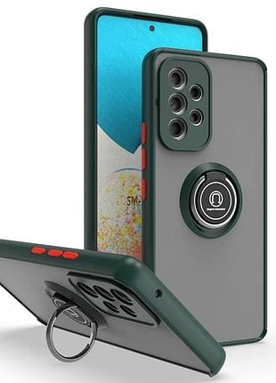 Чехол fiji colorframe для samsung galaxy a53 5g (a536) матовый бампер с кольцом подставкой green