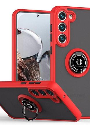 Чехол fiji colorframe для samsung galaxy s23 plus (s916) матовый бампер с кольцом подставкой red