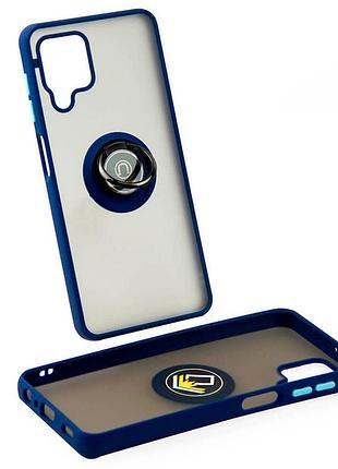 Чехол fiji colorframe для samsung galaxy m32 (m325) матовый бампер с кольцом подставкой dark blue