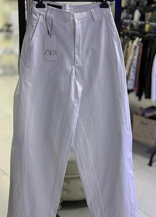 Білосніжні штани баггі zara