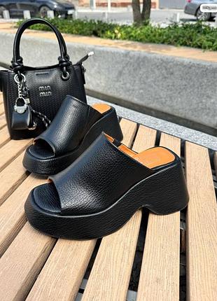 Сабо черные кожаные