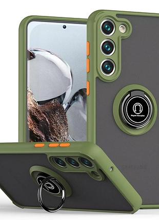 Чехол fiji colorframe для samsung galaxy s23 plus (s916) матовый бампер с кольцом подставкой khaki