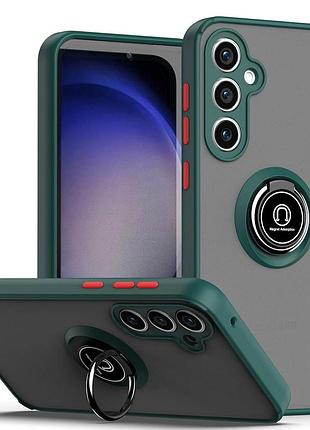 Чохол fiji colorframe для samsung galaxy s23 fe (s711) матовий бампер з кільцем підставкою green
