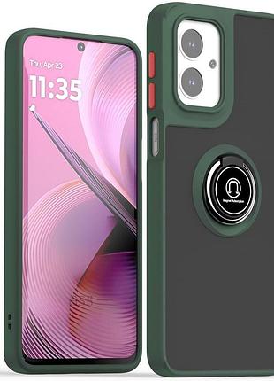 Чехол fiji colorframe для motorola g55 матовый бампер с кольцом подставкой green