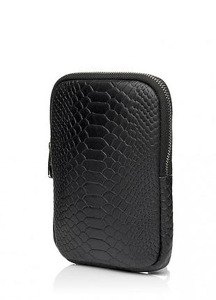 Жіноча сумка з натуральної шкіри для смартфона чорна vito torelli 1096/3 4071 з вихованцем