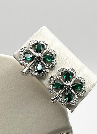 Сережки серебряные с кубическим цирконием "цветочек" 5,92 г