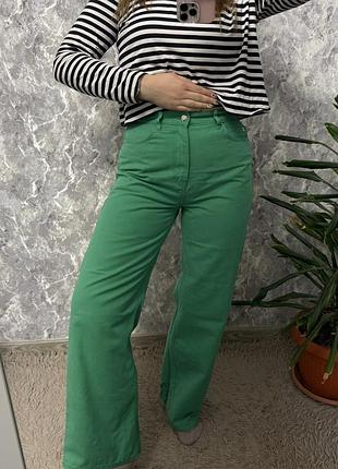 Джинси жіночі new look зелені широкі джинси 38/10