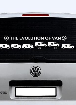 Белые наклейки автомобиль кузов фольксваген транспортёр volkswagen transporter эволюция evolution стекло заднее без фона
