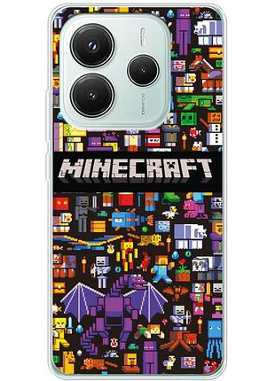 Чохол силіконовий з картинкою на xiaomi redmi note 14 5g (майнкрафт, minecraft)