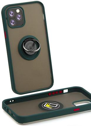Чехол fiji colorframe для apple iphone 12 pro матовый бампер с кольцом подставкой green