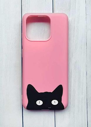 Матовий рожевий чохол на xiaomi redmi note 13 4g котик (принт 119)