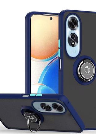 Чехол fiji colorframe для oppo a60 (cph2631) матовый бампер с кольцом подставкой dark blue