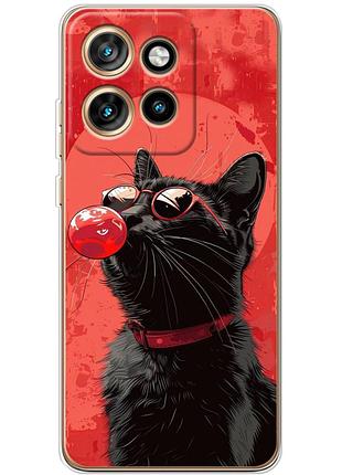 Чехол силиконовый с картинкой на motorola edge 50 neo (стильный котик)