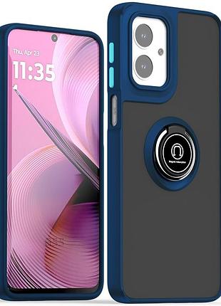 Чехол fiji colorframe для motorola g55 матовый бампер с кольцом подставкой dark blue