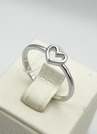 Кольцо серебряное "сердце" 18 1,3 г