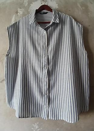 Рубашка без рукавов yours curve blue stripe свободного кроя 4