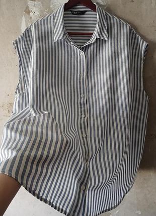 Рубашка без рукавов yours curve blue stripe свободного кроя 10