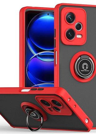 Чехол fiji colorframe для xiaomi redmi note 12 5g global матовый бампер с кольцом подставкой red