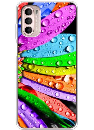 Чохол силіконовий з картинкою на motorola g52 (кольорові листки)