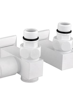 Краны квадратные (под тэн) для полотенцесушителя белые solomon 1/2" white