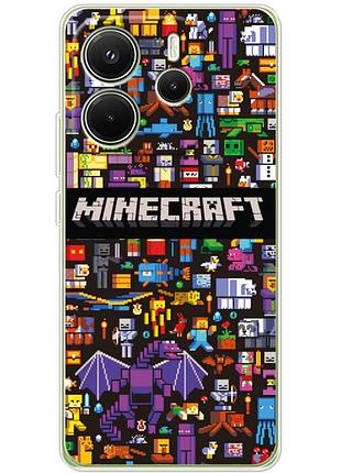 Чехол силиконовый с картинкой на xiaomi redmi note 14 4g (майнкрафт, minecraft)