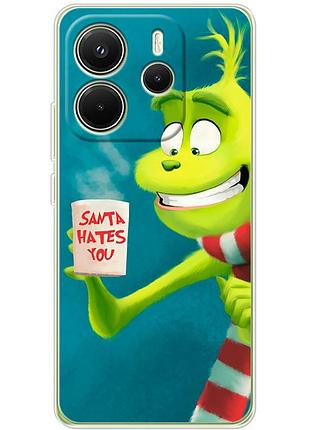 Чехол силиконовый с картинкой на xiaomi redmi note 14 4g (новогодний, гринч)