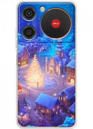 Чехол силиконовый с картинкой на zte nubia music (новогодний)