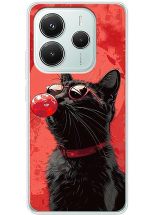 Чехол силиконовый с картинкой на xiaomi redmi note 14 5g (стильный котик)