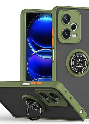 Чехол fiji colorframe для xiaomi poco x5 5g матовый бампер с кольцом подставкой khaki